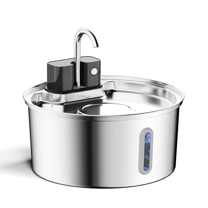 3.2L Wireless Stainless Steel Cat Water Fountain with 4000Mah Battery & Sensor Automatic Filtration Pet Water Drinker Dispenser