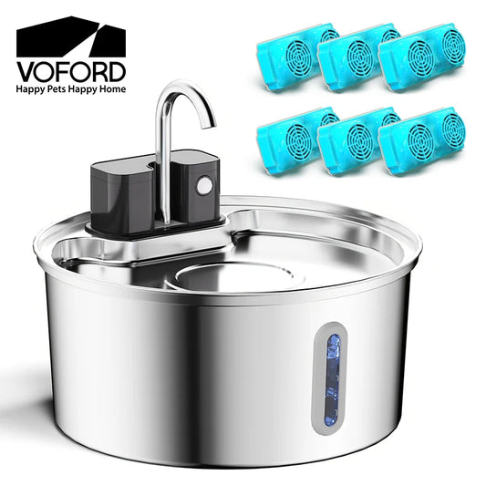 3.2L Wireless Stainless Steel Cat Water Fountain with 4000Mah Battery & Sensor Automatic Filtration Pet Water Drinker Dispenser